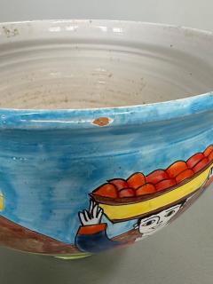 1990s Nino Parrucca Large Ceramic Plantert in Vivid Colors Scenes - 4157971