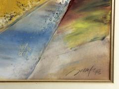 1993 Signed Abstract Expressionist Pebble Beach Mixed Media Painting - 4766407