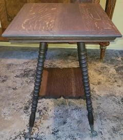 19C American Tiger Oak Side Table with Claw and Rock Crystal Feet - 4128262