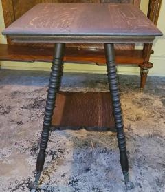 19C American Tiger Oak Side Table with Claw and Rock Crystal Feet - 4128269