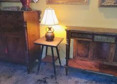 19C American Tiger Oak Side Table with Claw and Rock Crystal Feet - 4128298