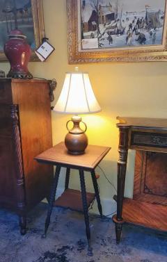 19C American Tiger Oak Side Table with Claw and Rock Crystal Feet - 4128313
