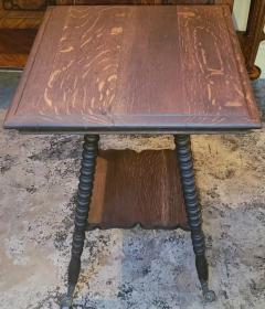 19C American Tiger Oak Side Table with Claw and Rock Crystal Feet - 4128320