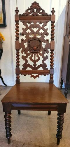 19C English Rococo Revival Ecclesiastical Oak Hall Chair - 4210559