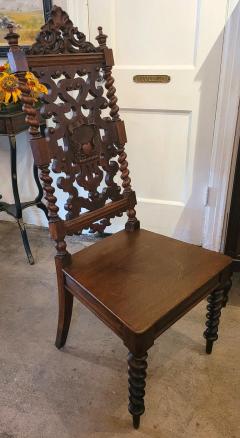 19C English Rococo Revival Ecclesiastical Oak Hall Chair - 4210562