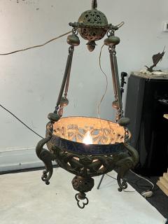 19TH CENTURY BRONZE CHURCH CHANDELIER WITH GRIFFINS AND LATIN PHRASES - 3168039
