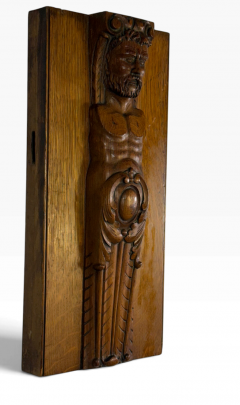 19TH CENTURY CARVED OAK TELAMON WALL PLAQUE - 4779405