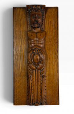 19TH CENTURY CARVED OAK TELAMON WALL PLAQUE - 4789941