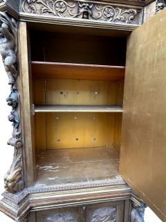 19TH CENTURY ELABORATE GILT FANTASTICAL CARVED ALLEGORICAL ITALIAN TALL CABINET - 4455488