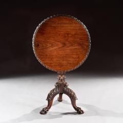 19TH CENTURY FINELY CARVED ANGLO INDIAN ROSEWOOD TILT TOP TRIPOD TABLE - 1851188