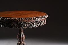 19TH CENTURY FINELY CARVED ANGLO INDIAN ROSEWOOD TILT TOP TRIPOD TABLE - 1851190