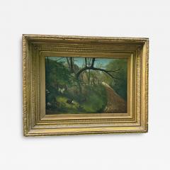 19TH CENTURY GOAT FAMILY ON HILLY LANDSCAPE IN ORIGINAL GILT FRAME PAINTING - 4739782