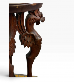 19TH CENTURY GOTHIC WINGED LIONESS CARVED MAHOGANY TABLE WITH CLAW FEET - 4779364