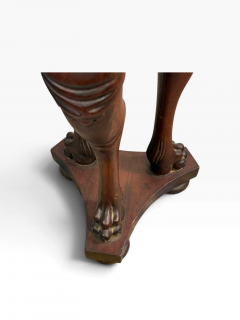 19TH CENTURY GOTHIC WINGED LIONESS CARVED MAHOGANY TABLE WITH CLAW FEET - 4779368