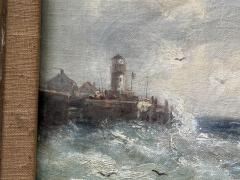 19TH CENTURY OFF THE ITALIAN COAST SEASCAPE WITH LIGHTHOUSE PAINTING - 4739603