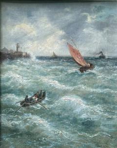 19TH CENTURY OFF THE ITALIAN COAST SEASCAPE WITH LIGHTHOUSE PAINTING - 4739777