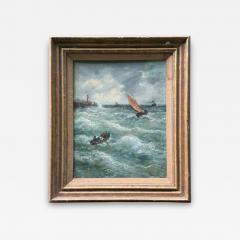 19TH CENTURY OFF THE ITALIAN COAST SEASCAPE WITH LIGHTHOUSE PAINTING - 4739778