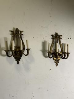 19TH CENTURY PAIR OF GILT BRONZE HARP SCONCES - 4496275