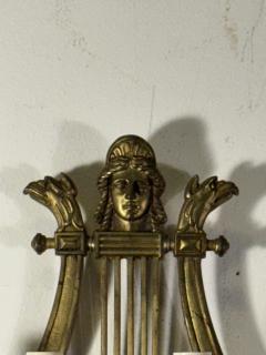 19TH CENTURY PAIR OF GILT BRONZE HARP SCONCES - 4496276