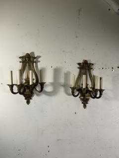 19TH CENTURY PAIR OF GILT BRONZE HARP SCONCES - 4496277