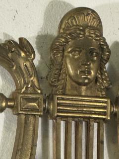 19TH CENTURY PAIR OF GILT BRONZE HARP SCONCES - 4496279
