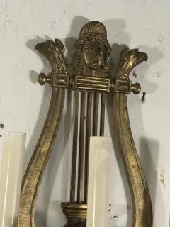 19TH CENTURY PAIR OF GILT BRONZE HARP SCONCES - 4496281