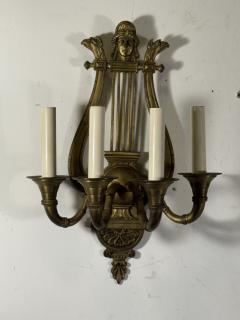 19TH CENTURY PAIR OF GILT BRONZE HARP SCONCES - 4496283