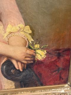19TH CENTURY PORTRAIT OF A WOMAN IN FANCY BOWED PINK DRESS RIBBONED HAT - 4637268