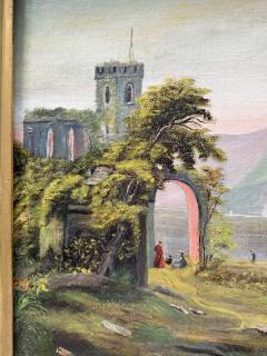 19TH CENTURY SCENIC CASTLE ON SHORE LANDSCAPE PAINTING IN ORIGINAL GILT FRAME - 4739615
