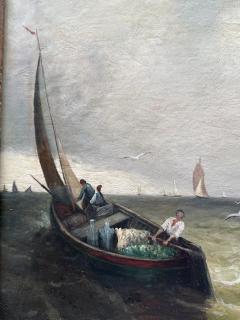 19TH CENTURY SHIPS FISHING BOATS OFF ITALIAN COAST PAINTING - 4739610