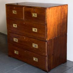 19TH CENTURY TEAK MILITARY OR NAVAL SHIPS CAMPAIGN CHEST - 693708