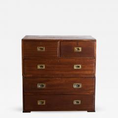 19TH CENTURY TEAK MILITARY OR NAVAL SHIPS CAMPAIGN CHEST - 694039