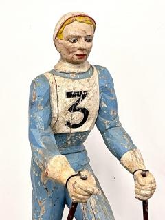 19th 20th C American Wood Lifesize Figure Skier Original Paint Olympian - 2539835