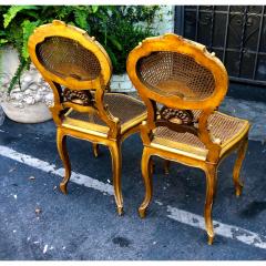 19th C Antique Louis XV Petit Boudoir Giltwood Cane Back Chairs - 1767819