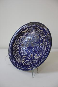19th C Blue and White Fassi Moroccan Bowl - 3171948