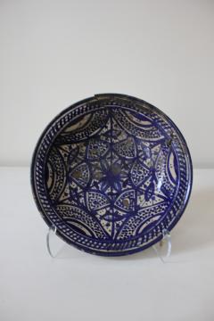 19th C Blue and White Fassi Moroccan Bowl - 3171949