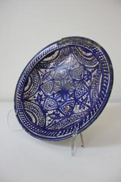 19th C Blue and White Fassi Moroccan Bowl - 3171952