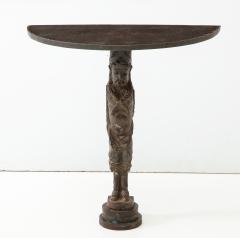 19th C French Cast Iron Demi Lune with Faun Pedestal Support - 832351