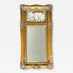 19th C French Neoclassical Beveled Trumeau Mirror Cherub Bas Relief Panel - 4606002