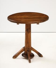 19th C French Oak Pedestal Tilt Top Wine Table - 3575972