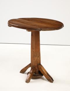 19th C French Oak Pedestal Tilt Top Wine Table - 3575977