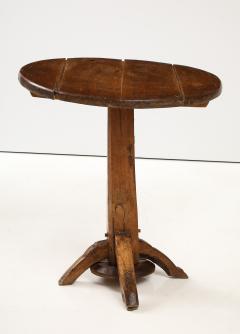 19th C French Oak Pedestal Tilt Top Wine Table - 3575979
