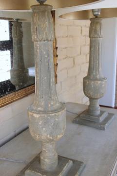 19th C French Pair Of Painted Balustrades As Table Lamps - 1978684