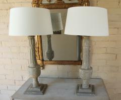 19th C French Pair Of Painted Balustrades As Table Lamps - 1978685