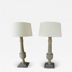 19th C French Pair Of Painted Balustrades As Table Lamps - 1982273