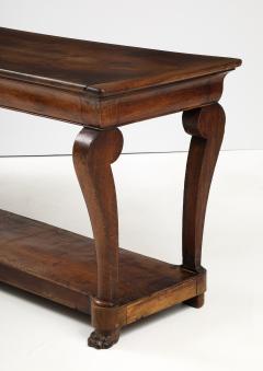 19th C French Walnut Console with Drawer Lower Shelf Lion Claw Feet - 3568737