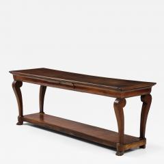 19th C French Walnut Console with Drawer Lower Shelf Lion Claw Feet - 3571696