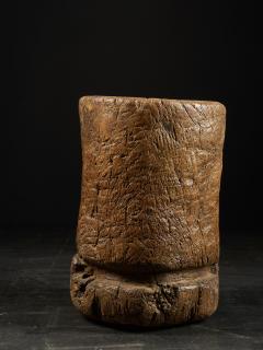 19th C Large Mortar carved from One Single Piece of Wood - 2000326