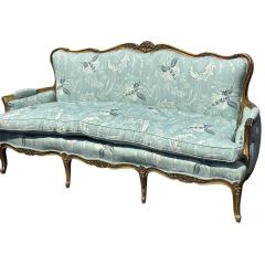 19th C Louis XV Style Canap Sofa in Eden Serene Fabric by Schuyler Samperton - 4564842