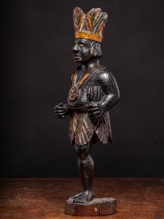 19th C Oakwood Counter top Cigar store Indian statue Netherlands  - 2481420